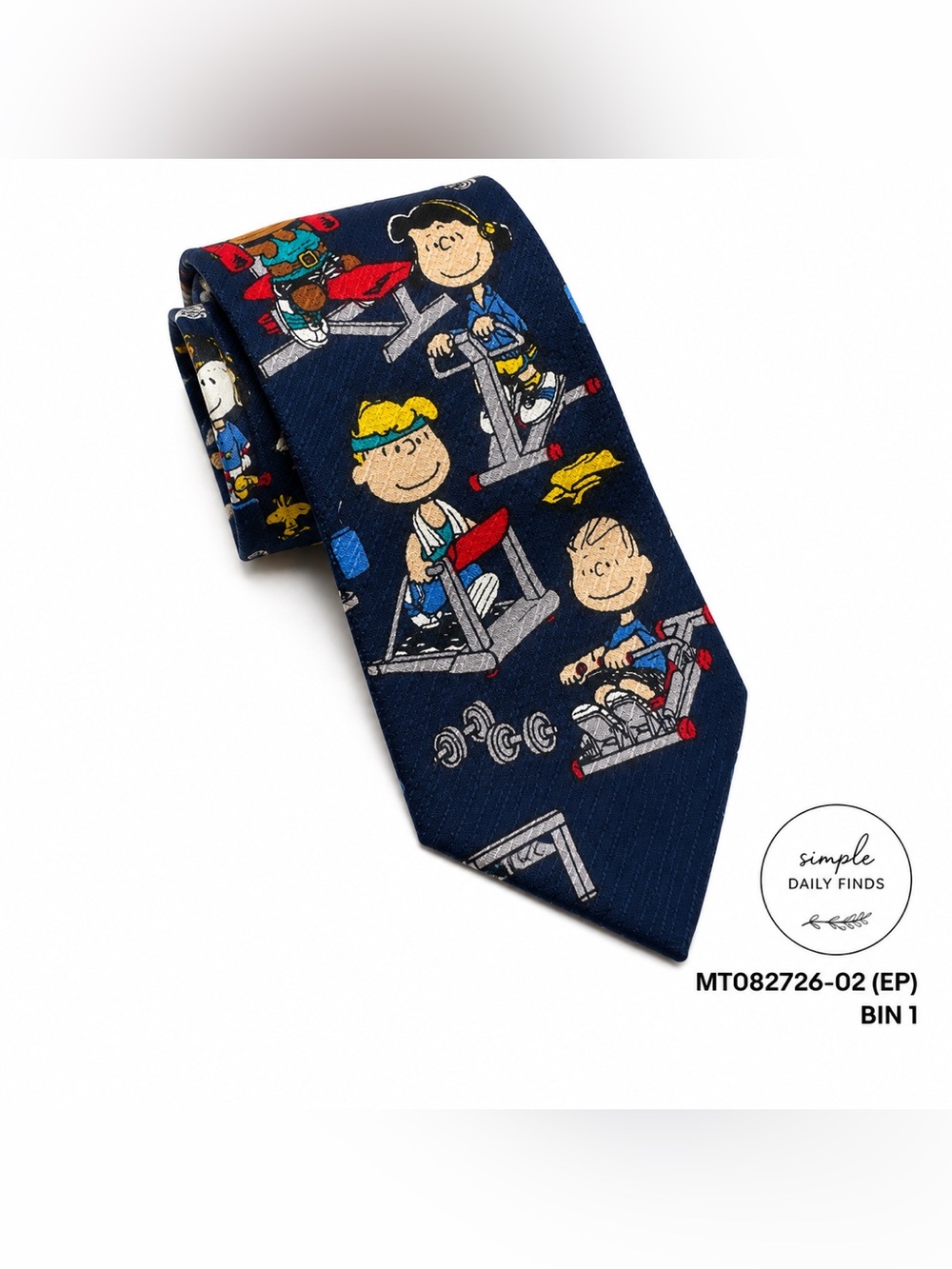 Vintage Peanuts Snoopy Charlie Brown Gym Workout Necktie